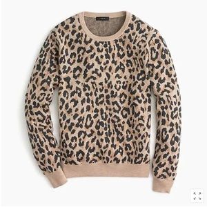 Jcrew Merino wool crewneck sweatshirt in leopard